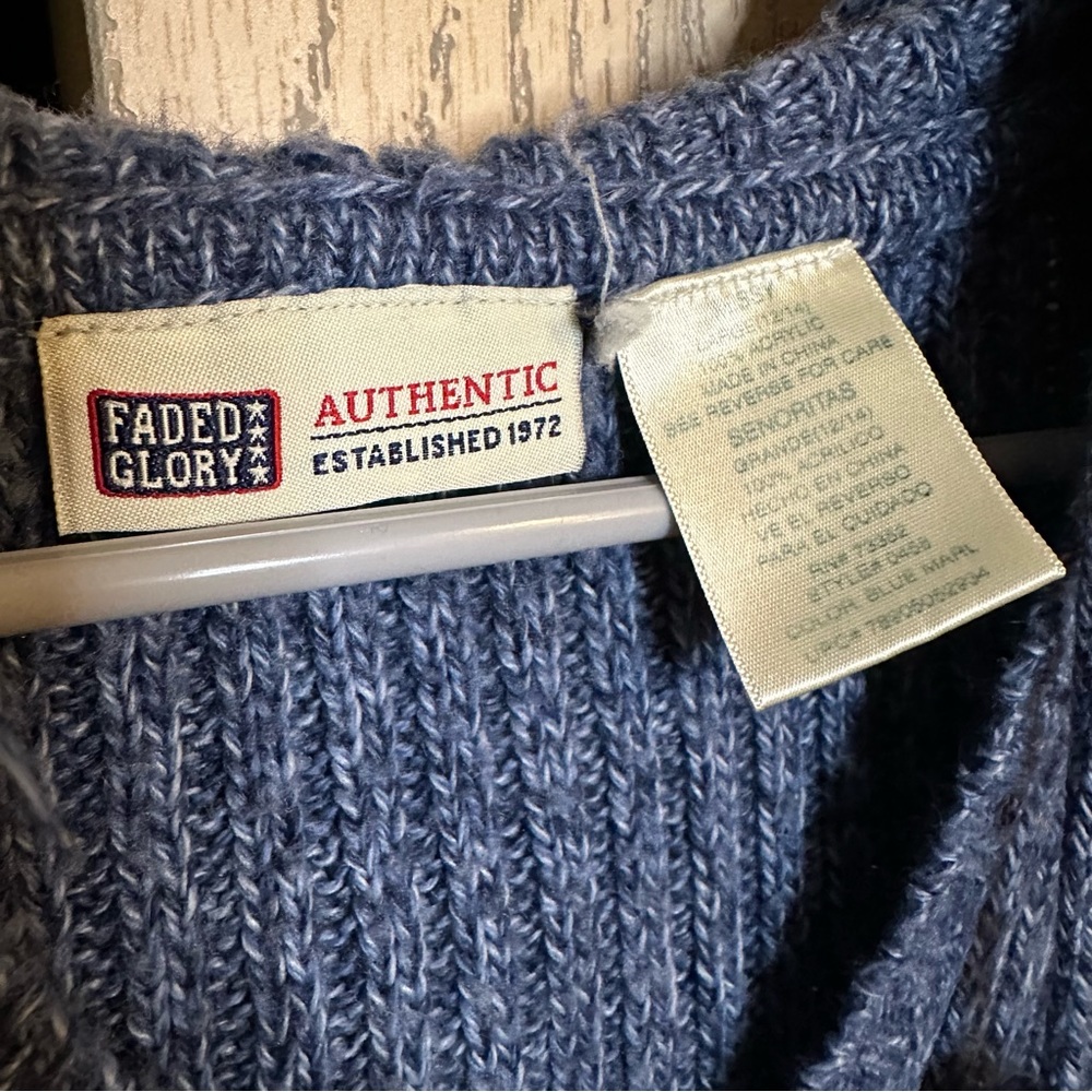 Faded Glory Blue Hooded Sweater Large - Picture 6 of 9